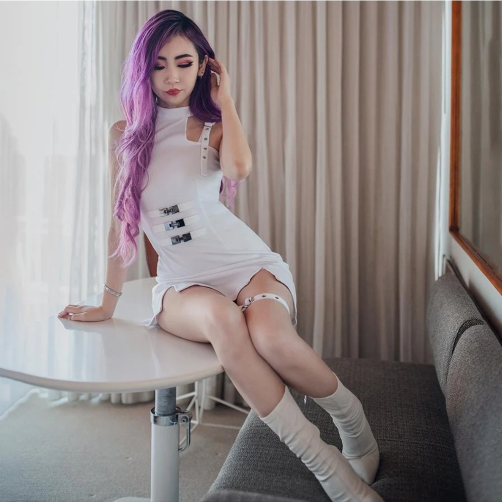 Lychee The Label Rosehip Waist Buckle Leg Strap Dress